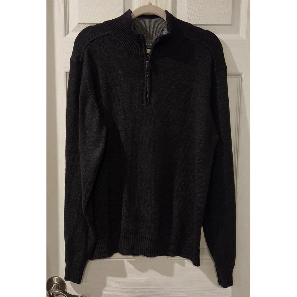 Oscar de la Renta Men's XL Charcoal Gray Quarter Zip Pullover Knit Sweater